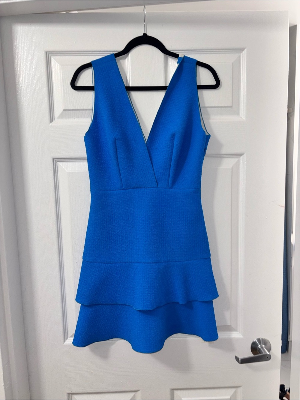 Sandro Bright Blue V-Neck Tiered Mini Dress size 2